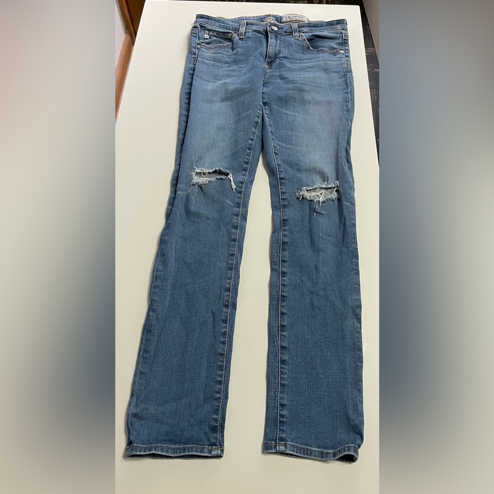 AG-ED Denim Stilt Distressed cigarette leg jean